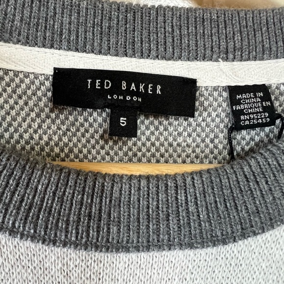 NWT Ted Baker London Avebury Diamond Crew Neck Gray & White Sweater Mens Size:XL - Picture 13 of 14
